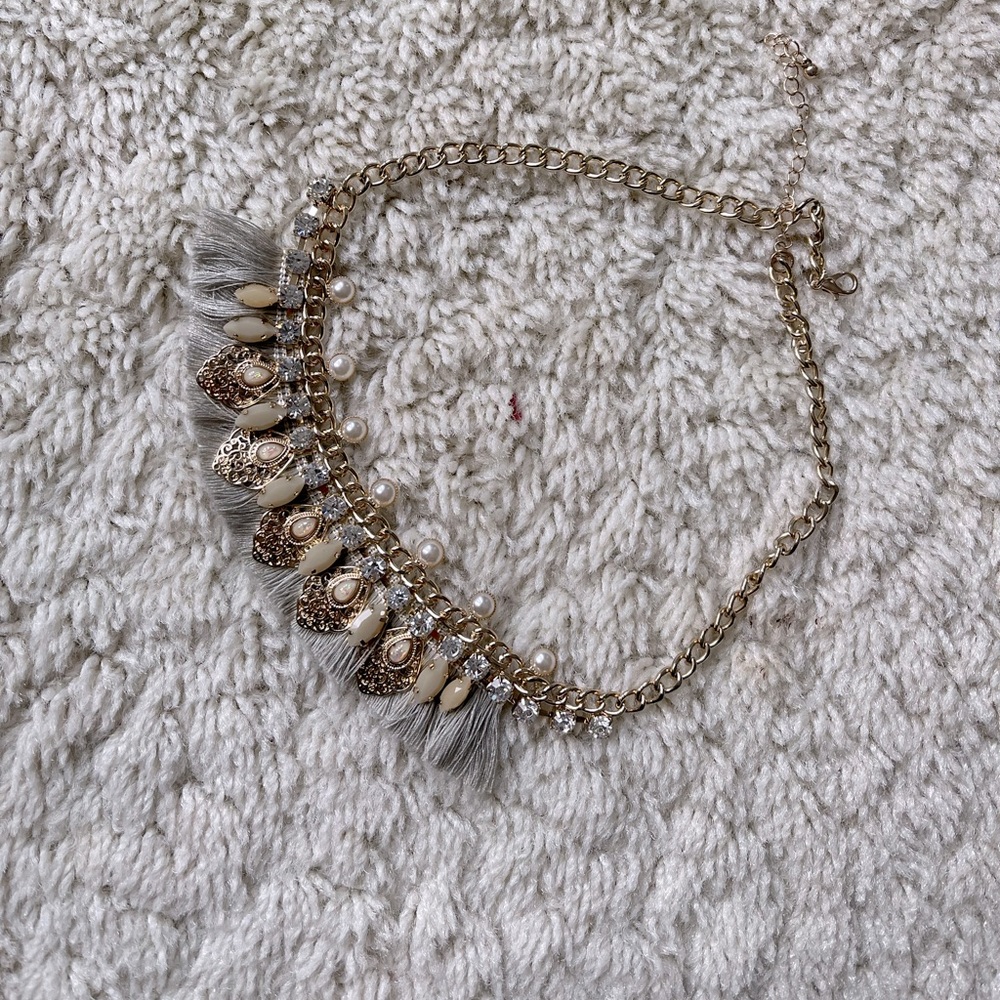 Beautiful Premium Quality Choker With Monalisa Stone , Kundan And Chini Pearls